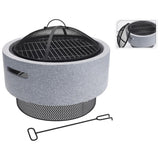 ProGarden Fire Bowl mit Grill um 52 x 18,5 cm hellgrau