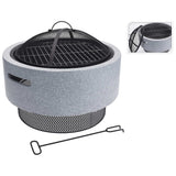 ProGarden Fire Bowl mit Grill um 52 x 18,5 cm hellgrau