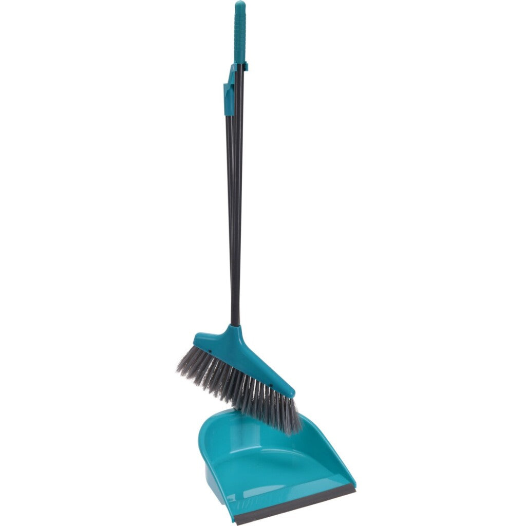 Einfache Kehrschaufel und Kehrschaufel mit langem Stiel, blau-schwarz