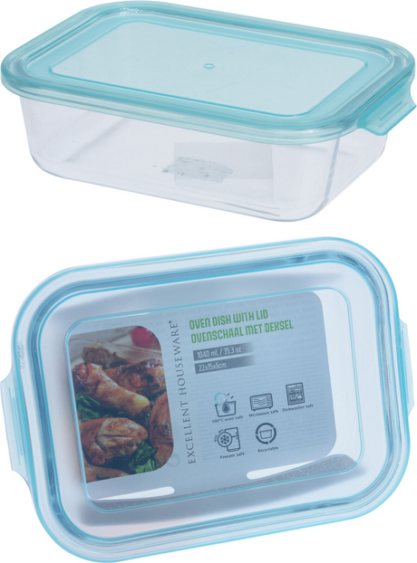 Eh ovenschaal bakken en vriezen met deksel 1040ml 22x15x6cm