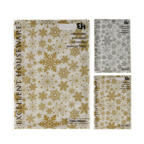 Gold- und silberfarbene Weihnachtstischdecke von Excellent Houseware, 130 x 180 cm