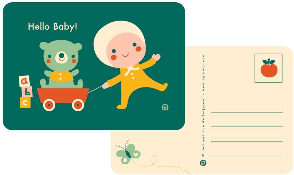 Bora hello baby-toys ansichtkaart