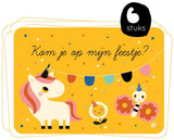 Uitnodiging: 6 kaarten eenhoorn.