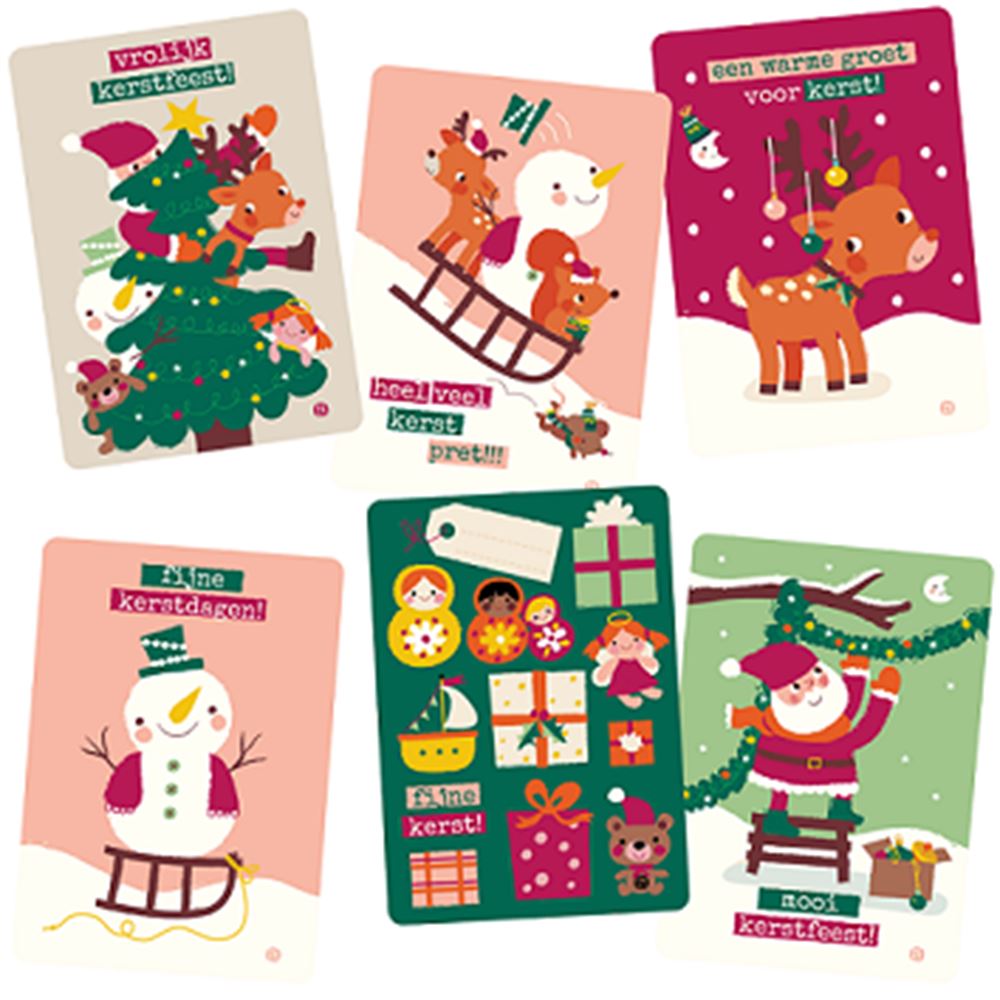 Kerst: 6 uitnodigings kerstkaarten.