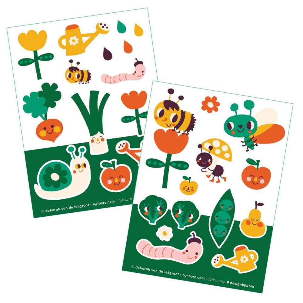 Bora stickervellen 2 x a6. in the garden