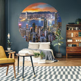 Wallart Wallow Circle Skyline bei Nacht 190 cm