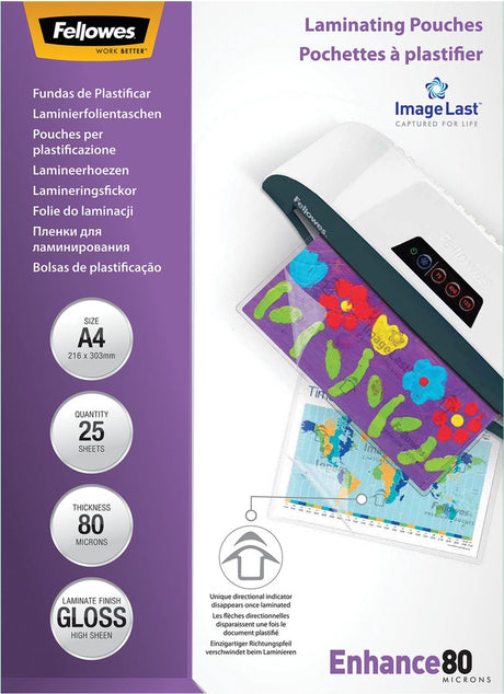 Fellowes Laminierfolien 5396205 80mic, transparent, 25er-Packung