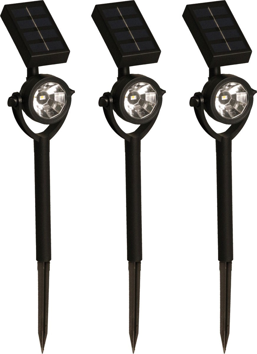 Luxform - zamora - tuinlampen 3 stuks - solarspots - zwart - 10 lumen - werkend op zonne energie