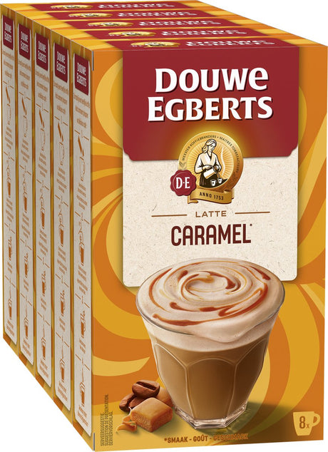 Douwe Egberts Verwöhnkaffee Latte Karamell Instantkaffee – 5 x 8 Beutel