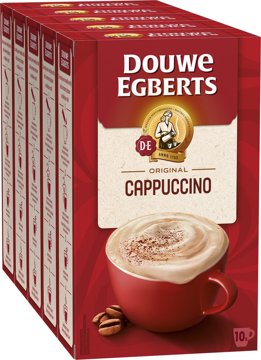 Douwe Egberts Verwöhnkaffee Cappuccino Instantkaffee – 5 x 10 Beutel