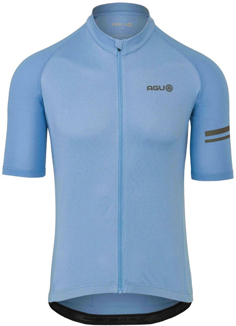 Agu core fietsshirt heren korte mouwen - tranquil blue - drie achterzakken - ykk-rits over de hele lengte - sneldrogend interlock m