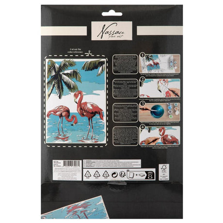 Nassau Fine Art Nassau Malen nach Zahlen Flamingo – inkl. 9 Farbtöpfe und Pinsel