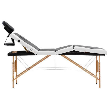 Vidaxl massagetafel inklapbaar 4 zones hout zwart en wit