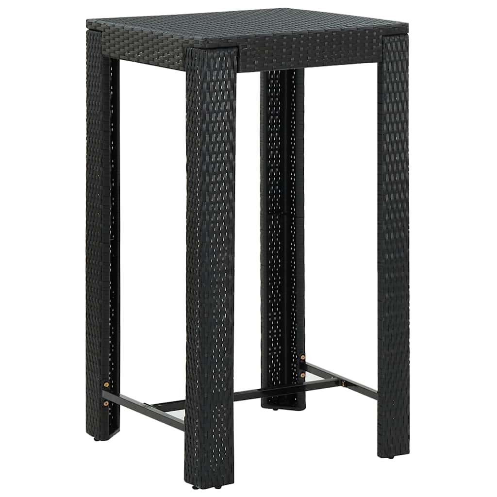 Vidaxl tuinbartafel 60,5x60,5x110,5 cm poly rattan zwart