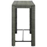 Vidaxl tuinbartafel 140,5x60,5x110,5 cm poly rattan grijs
