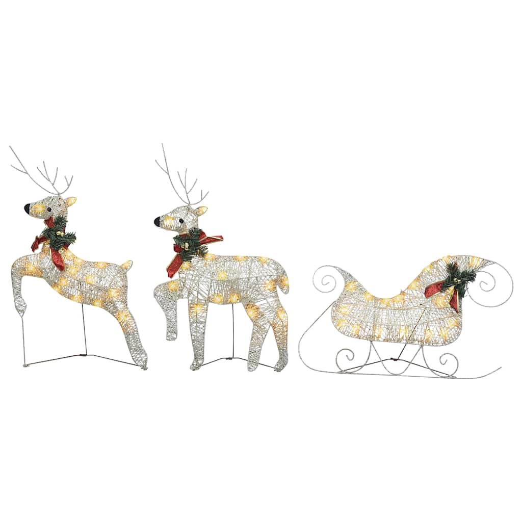 VidaXL Weihnachtsdekoration Rentier und Schlitten 60 LEDs goldfarben