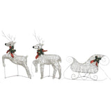VidaXL Weihnachtsdekoration Rentier und Schlitten 60 LEDs goldfarben