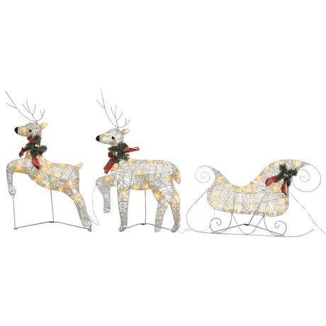 VidaXL Weihnachtsdekoration Rentier und Schlitten 60 LEDs goldfarben