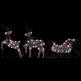 VidaXL Weihnachtsdekoration Rentier und Schlitten 60 LEDs goldfarben