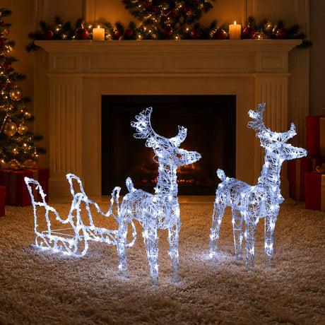 Vidaxx Weihnachtsdekoration Rentier und Schlitten 160 LEDs 130 cm Acryl