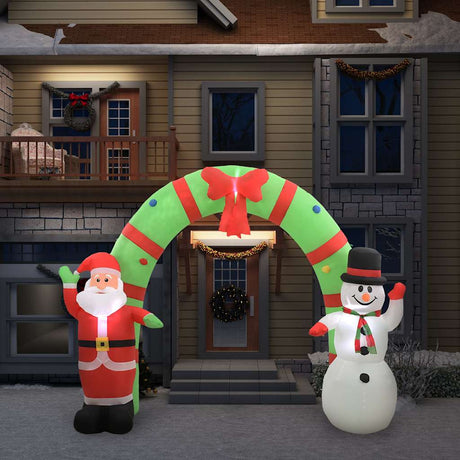 VidaXL Weihnachtsbogen Weihnachtsmann und Schneemann aufblasbar LED 223 cm