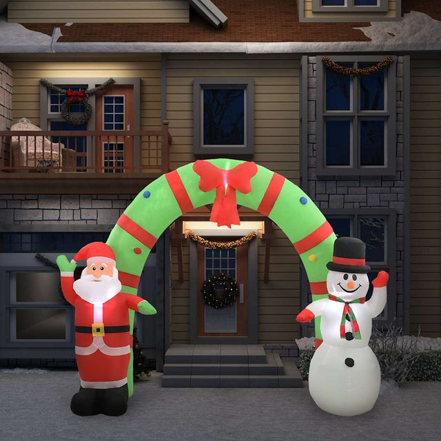 VidaXL Weihnachtsbogen Weihnachtsmann und Schneemann aufblasbar LED 223 cm