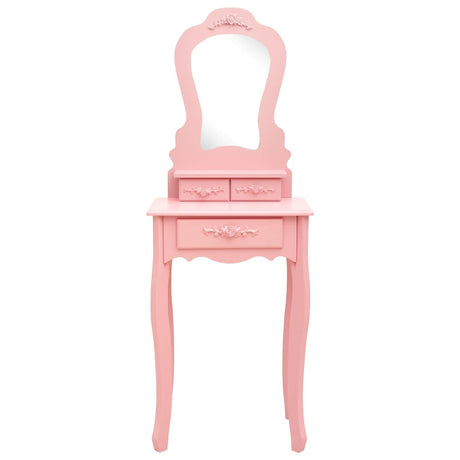 Vidaxl kaptafelset met kruk 50x59x136 cm paulowniahout roze