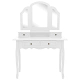 Vidaxl kaptafelset met kruk 100x40x146 cm paulowniahout wit