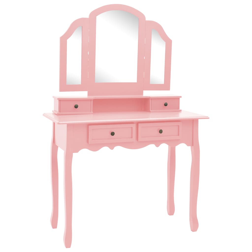 Vidaxl kaptafelset met kruk 100x40x146 cm paulowniahout roze