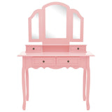 Vidaxl kaptafelset met kruk 100x40x146 cm paulowniahout roze
