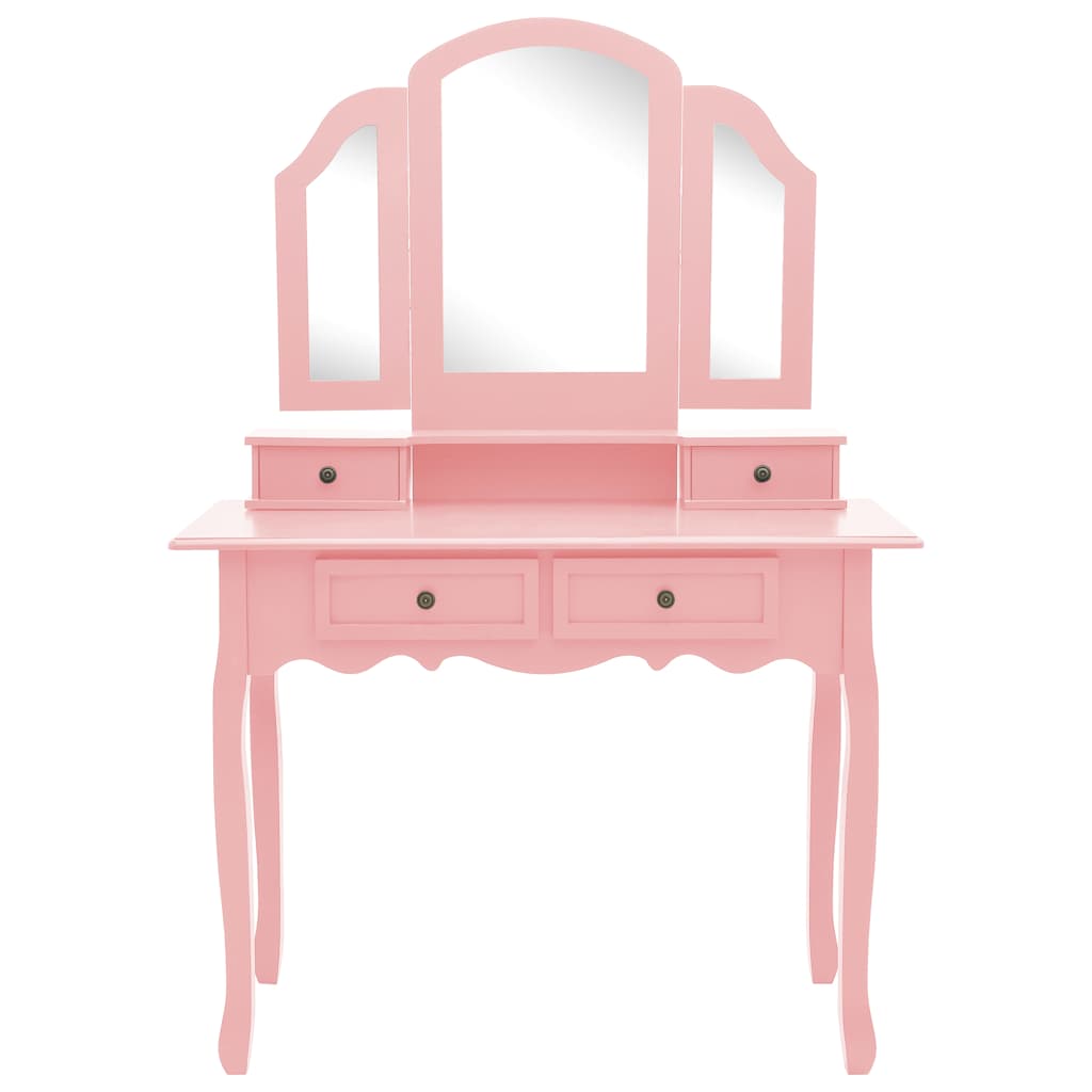 Vidaxl kaptafelset met kruk 100x40x146 cm paulowniahout roze