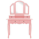 Vidaxl kaptafelset met kruk 100x40x146 cm paulowniahout roze