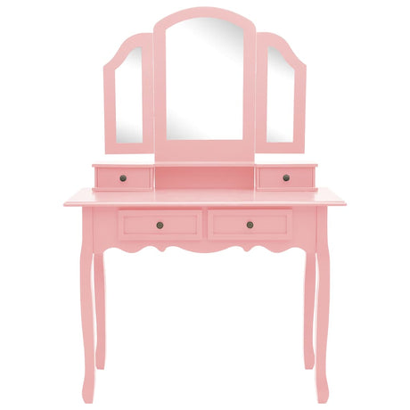 Vidaxl kaptafelset met kruk 100x40x146 cm paulowniahout roze