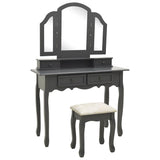 Vidaxl kaptafelset met kruk 100x40x146 cm paulowniahout grijs