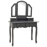 Vidaxl kaptafelset met kruk 100x40x146 cm paulowniahout grijs