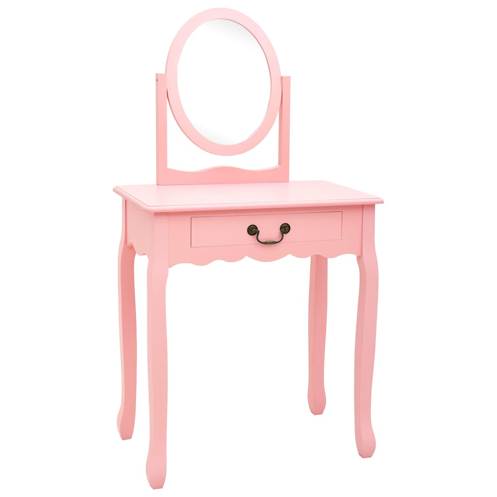 Vidaxl kaptafel met kruk 65x36x128 cm paulowniahout mdf roze