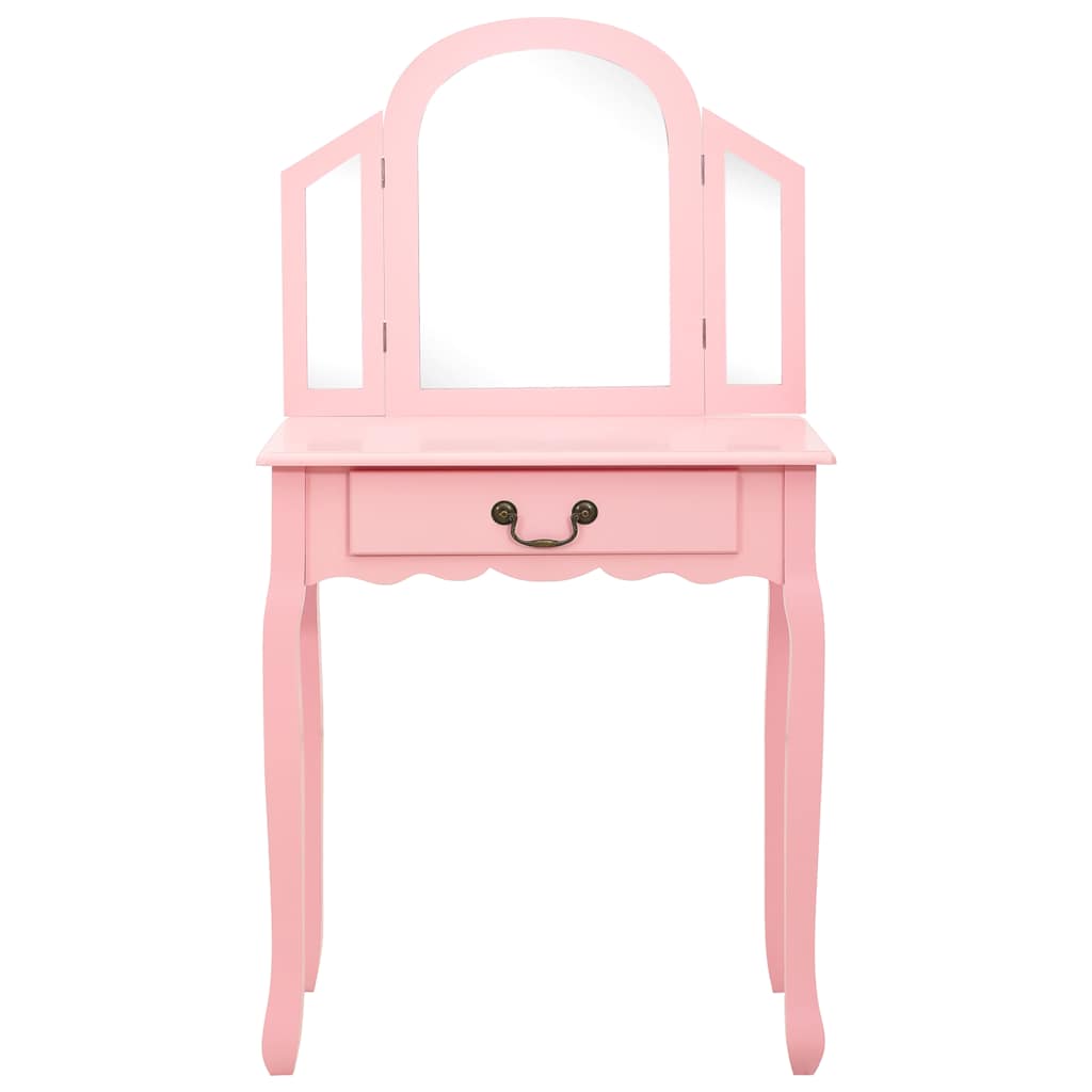 Vidaxl kaptafel met kruk 65x36x128 cm paulowniahout mdf roze