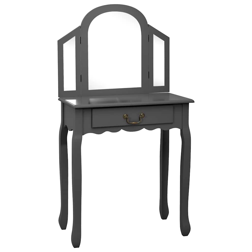 Vidaxl kaptafel met kruk 65x36x128 cm paulowniahout mdf grijs
