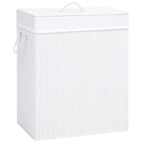 Vidaxl Waschkorb mit 2 Fächern 100 l Bambus weiß
