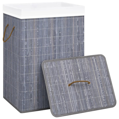 Vidaxl Waschkorb mit 1 Box Bambusgrau