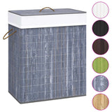 Vidaxl Waschkorb mit 1 Box 83 L Bambusgrau