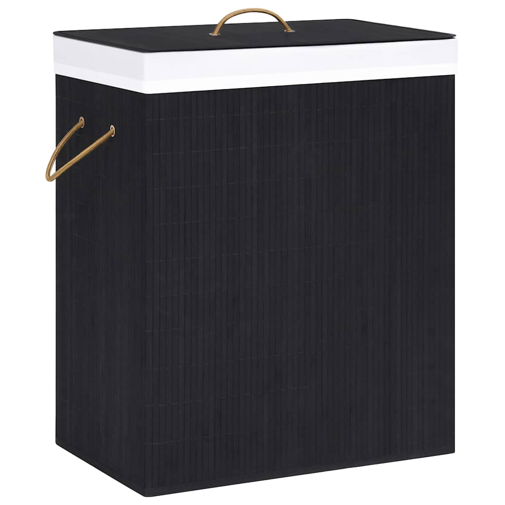 Vidaxl Waschkorb mit 1 Box 83 L Bamboo Schwarz