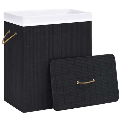 Vidaxl Waschkorb mit 1 Box 83 L Bamboo Schwarz