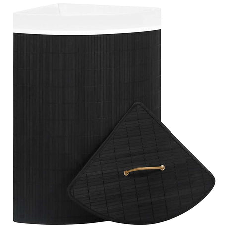 Vidaxl Hoekwasmand 60 l Bamboo Schwarz