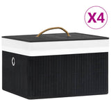 Vidaxl -Speicherboxen 4 PC Bambus schwarz