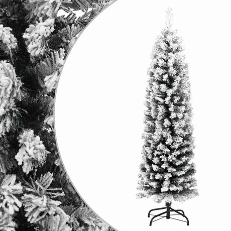 Vidaxx künstlicher Weihnachtsbaum mit Schnee schmal 150 cm PVC grün