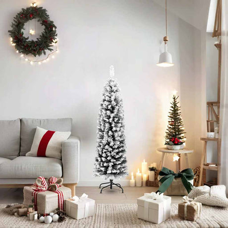Vidaxx künstlicher Weihnachtsbaum mit Schnee schmal 150 cm PVC grün