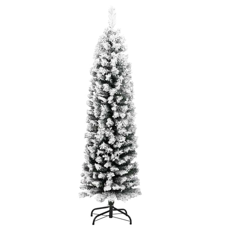 Vidaxx künstlicher Weihnachtsbaum mit Schnee schmal 150 cm PVC grün