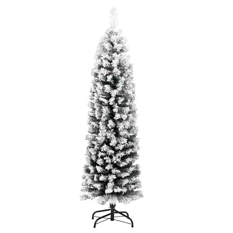 Vidaxx künstlicher Weihnachtsbaum mit Schnee schmal 150 cm PVC grün