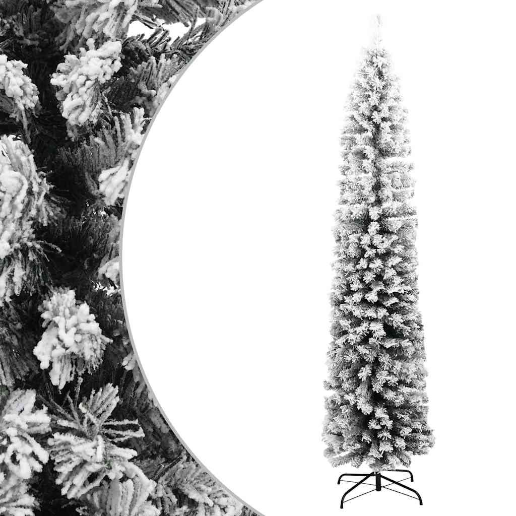 Vidaxx künstlicher Weihnachtsbaum mit Schnee schmal 210 cm PVC grün